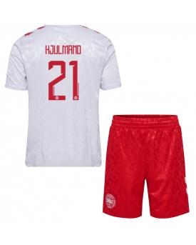 Danimarca Morten Hjulmand #21 Maglia Gara Trasferta Repliche Europei 2024 Bambino